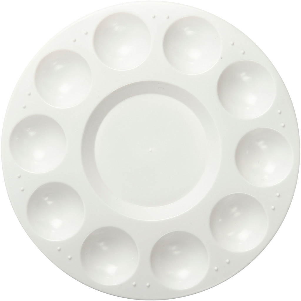 Palet, Rond palet met 11 vakken, d 17 cm, wit, 1 stuk [HOB-103300]