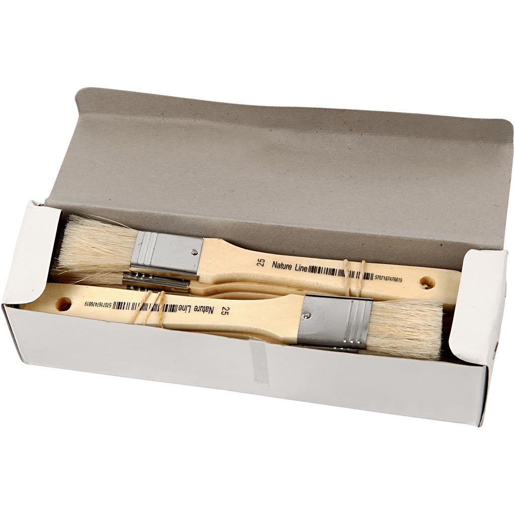 Vernis / Lak kwasten, L: 18,5 cm, B: 25 mm, plat, 12 stuk/ 1 doos [HOB-10425]