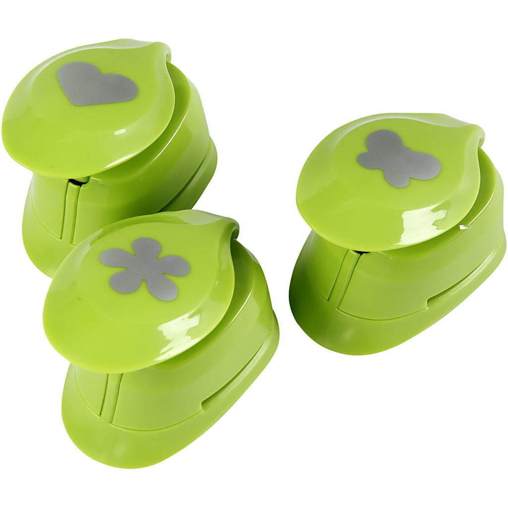 Ponsen set, bloem, vlinder, hart, afm 25 mm, 3 stuk/ 1 doos [HOB-11302]