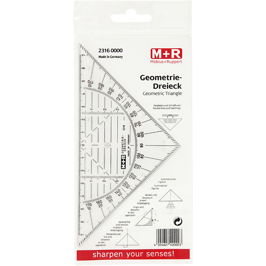 Geodriehoek, B: 16 cm, 1 stuk [HOB-11700]