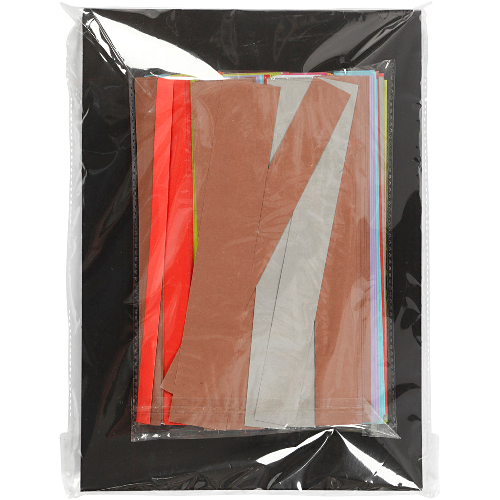 Papier weven set, L: 21 cm, B: 10+15+25+35 mm, 1 doos [HOB-11720]