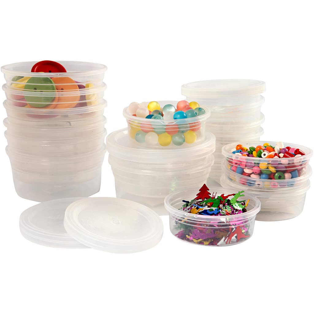 Plastic potje met deksel, H: 24 mm, d 68 mm, 45 ml, 20 stuk/ 1 doos [HOB-13171]