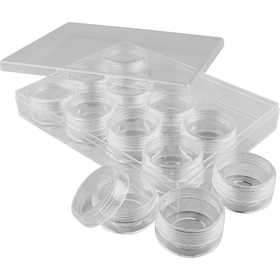 Opslagdoos met potjes, H: 20 mm, d 35 mm, 10 ml, 12 stuk/ 1 set [HOB-13187]