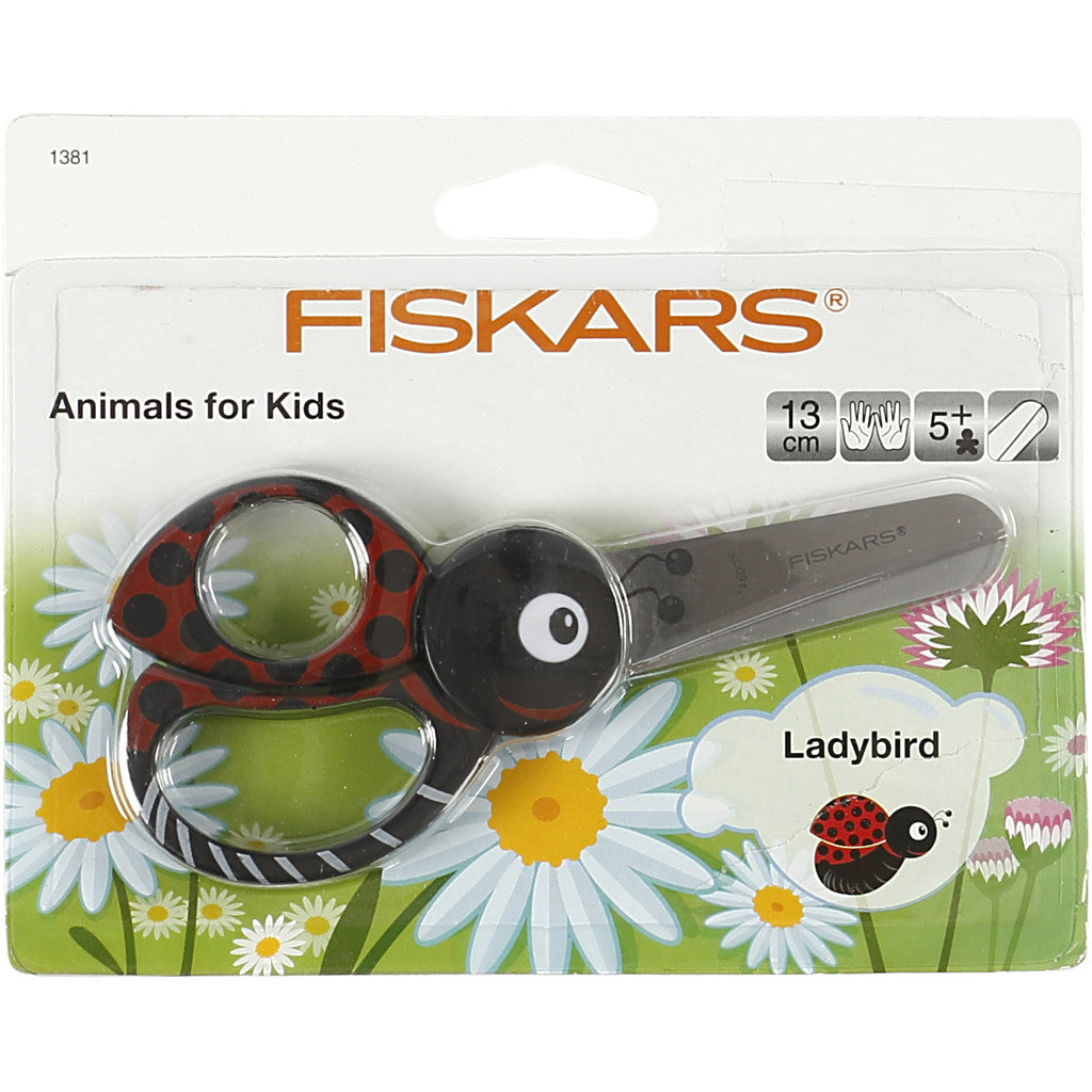 Fiskars Kinderschaar met Dierenmotief, Lieveheersbeestje, L: 13 cm, 1 stuk [HOB-1381]