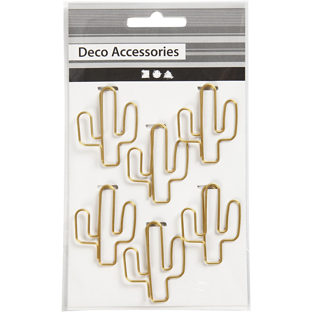 Clips, cactus, afm 40x30 mm, goud, 6 stuk/ 1 doos [HOB-14213]