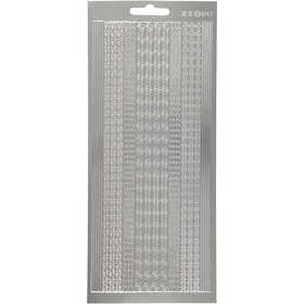 Stickers, randen, vel 10x23 cm, zilver, 1 vel [HOB-170022]
