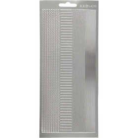 Stickers, randen, vel 10x23 cm, zilver, 1 vel [HOB-170029]