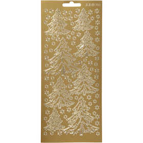 Stickers, kerstboom, vel 10x23 cm, goud, 1 vel [HOB-170032]