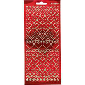 Stickers, harten, vel 10x23 cm, transparant rood, 1 vel [HOB-170044]