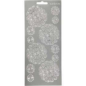 Stickers, bloemen, vel 10x23 cm, zilver, 1 vel [HOB-170096]