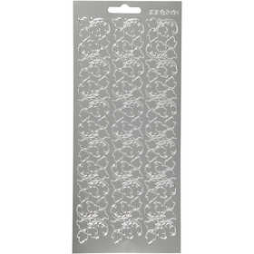 Stickers, bladeren, vel 10x23 cm, zilver, 1 vel [HOB-170102]