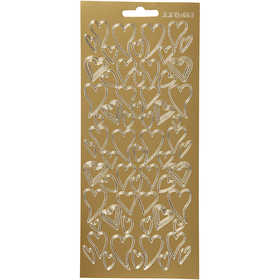 Stickers, harten, vel 10x23 cm, goud, 1 vel [HOB-170104]