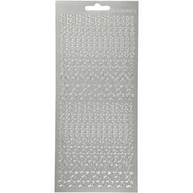 Stickers, sterren, vel 10x23 cm, zilver, 1 vel [HOB-170112]