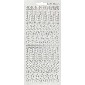 Stickers, sterren, vel 10x23 cm, zilver, 1 vel [HOB-170113]