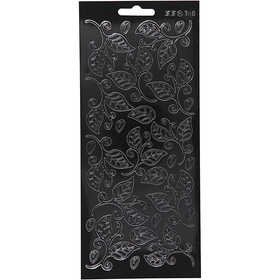 Stickers, bladeren, vel 10x23 cm, zwart, 1 vel [HOB-170127]