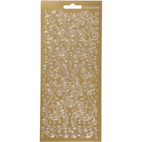 Stickers, swirl, vel 10x23 cm, goud, 1 vel [HOB-170159]