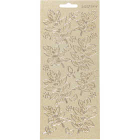 Stickers, bladeren, vel 10x23 cm, goud, 1 vel [HOB-170173]