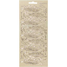 Stickers, veren, vel 10x23 cm, goud, 1 vel [HOB-170190]