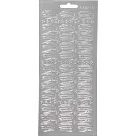 Stickers, hoed, vel 10x23 cm, zilver, 1 vel [HOB-170209]
