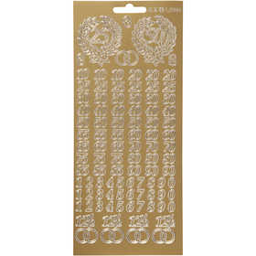 Stickers, jubileum, vel 10x23 cm, goud, 1 vel [HOB-170216]