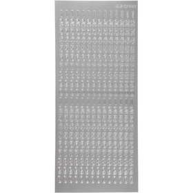 Stickers, cijfers, vel 10x23 cm, zilver, 1 vel [HOB-170221]