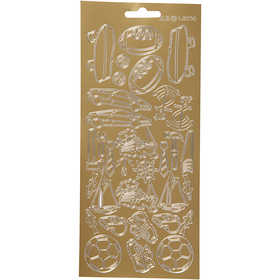 Stickers, sport, vel 10x23 cm, goud, 1 vel [HOB-170232]