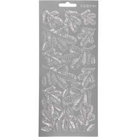 Stickers, twijgen, vel 10x23 cm, zilver, 1 vel [HOB-170237]