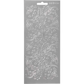 Stickers, hulst, vel 10x23 cm, zilver, 1 vel [HOB-170253]