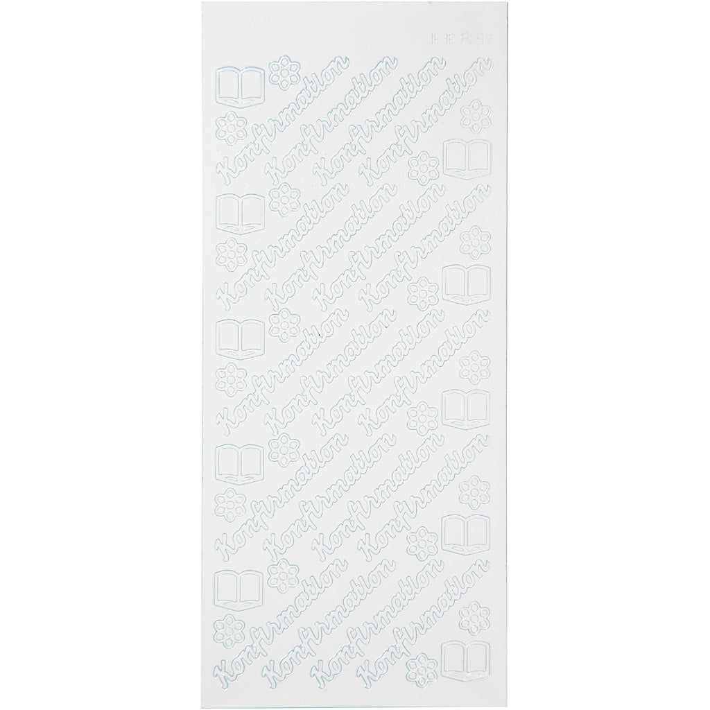 Stickers, konfirmation, vel 10x23 cm, wit, 1 vel [HOB-170274]