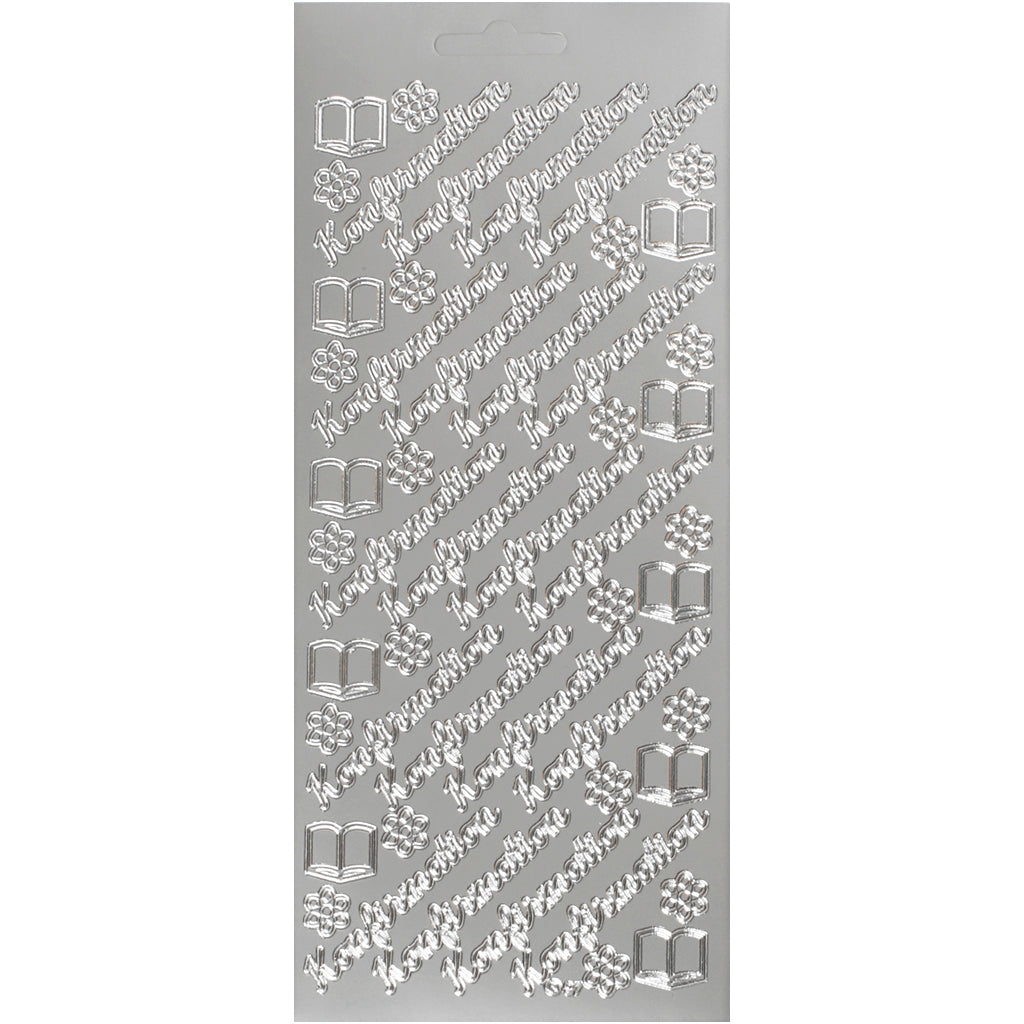 Stickers, konfirmation, zilver, 1 vel [HOB-170277]