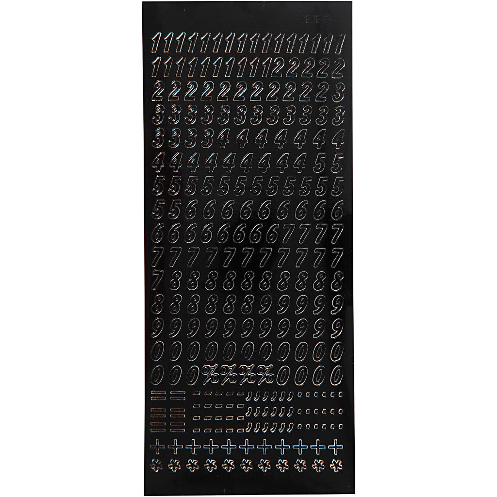 Stickers, kleine cijfers, vel 10x23 cm, zwart, 1 vel [HOB-170292]