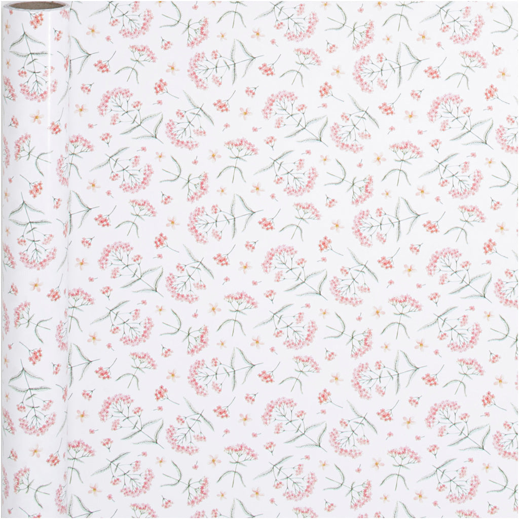 Inpakpapier, bloemen, B: 50 cm, 80 gr, 5 m/ 1 rol [HOB-191980]