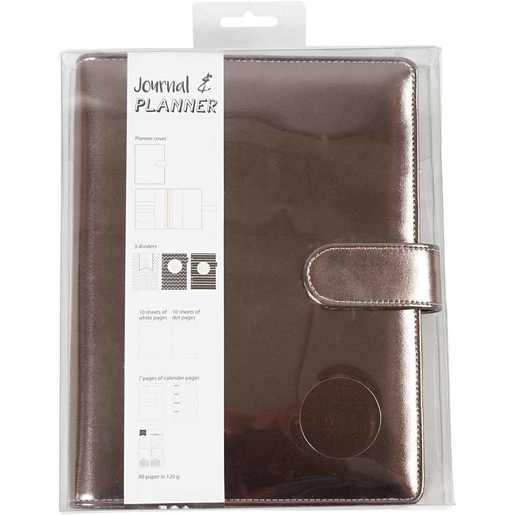 Planner / Bulletjournal, donker metallic grijs, afm 19x23,5x4 cm, ringband, 1 stuk [HOB-192649]