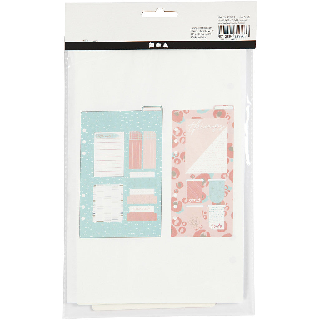 Post-it en boekenlegger set, afm 10,3x22 + 13,8x22 cm, goud, rood, koraal, 2 vel/ 1 doos [HOB-192659]