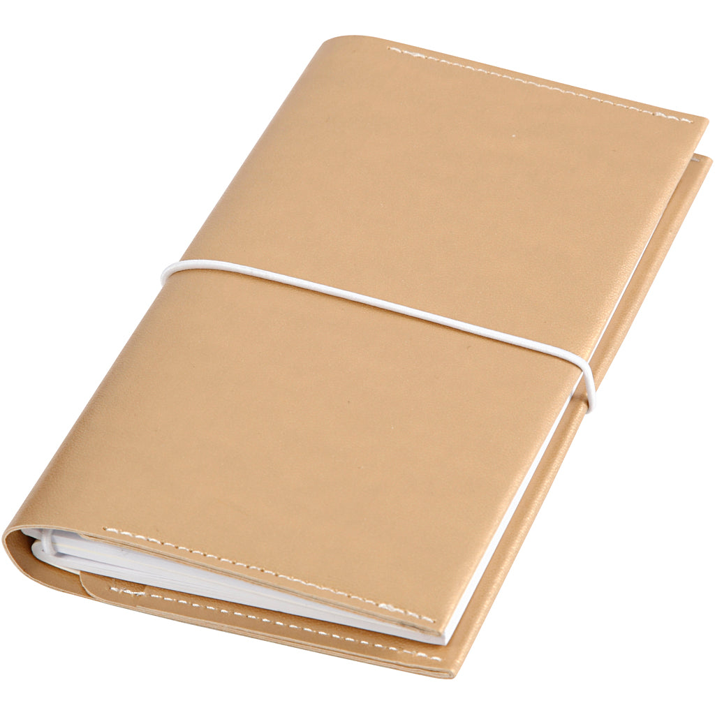 Planner / Bulletjournal, afm 10x18x1,5 cm, elastieksluiting, goud, 1 stuk [HOB-192669]