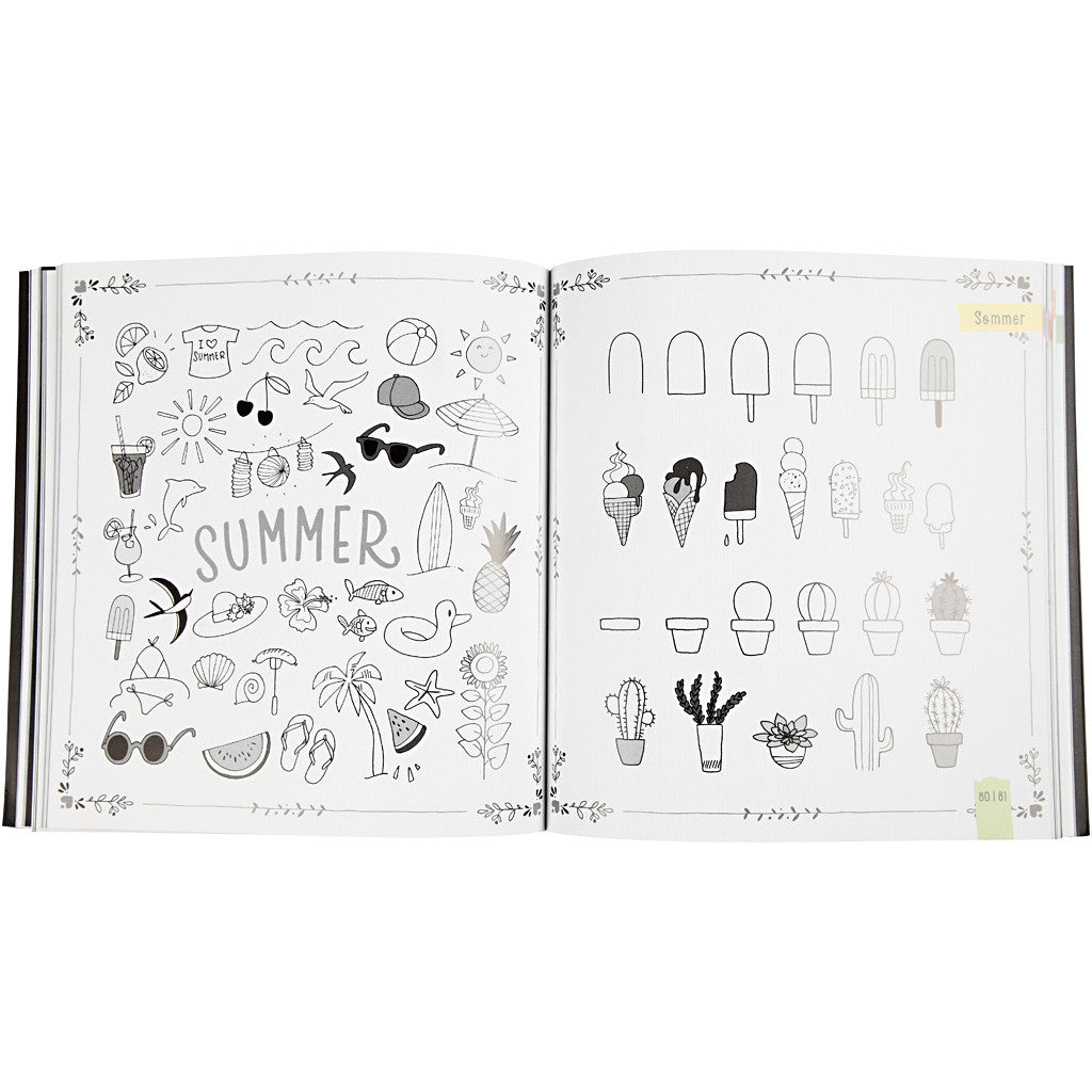 Handlettering - 1000 Ideeën, afm 22x23 cm, dikte 2 cm, Aantal pagina's 143, 1 stuk, Deense tekst [HOB-19290]