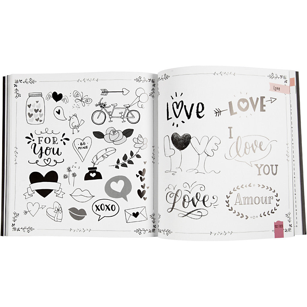 Handlettering - 1000 Ideeën, afm 22x23 cm, dikte 2 cm, Aantal pagina's 143, 1 stuk, Deense tekst [HOB-19290]