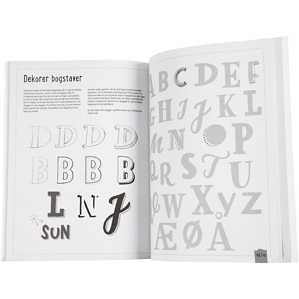 Handlettering - Oefeningen, afm 21x28 cm, dikte 1 cm, Aantal pagina's 63, 1 stuk, Deense tekst [HOB-19291]