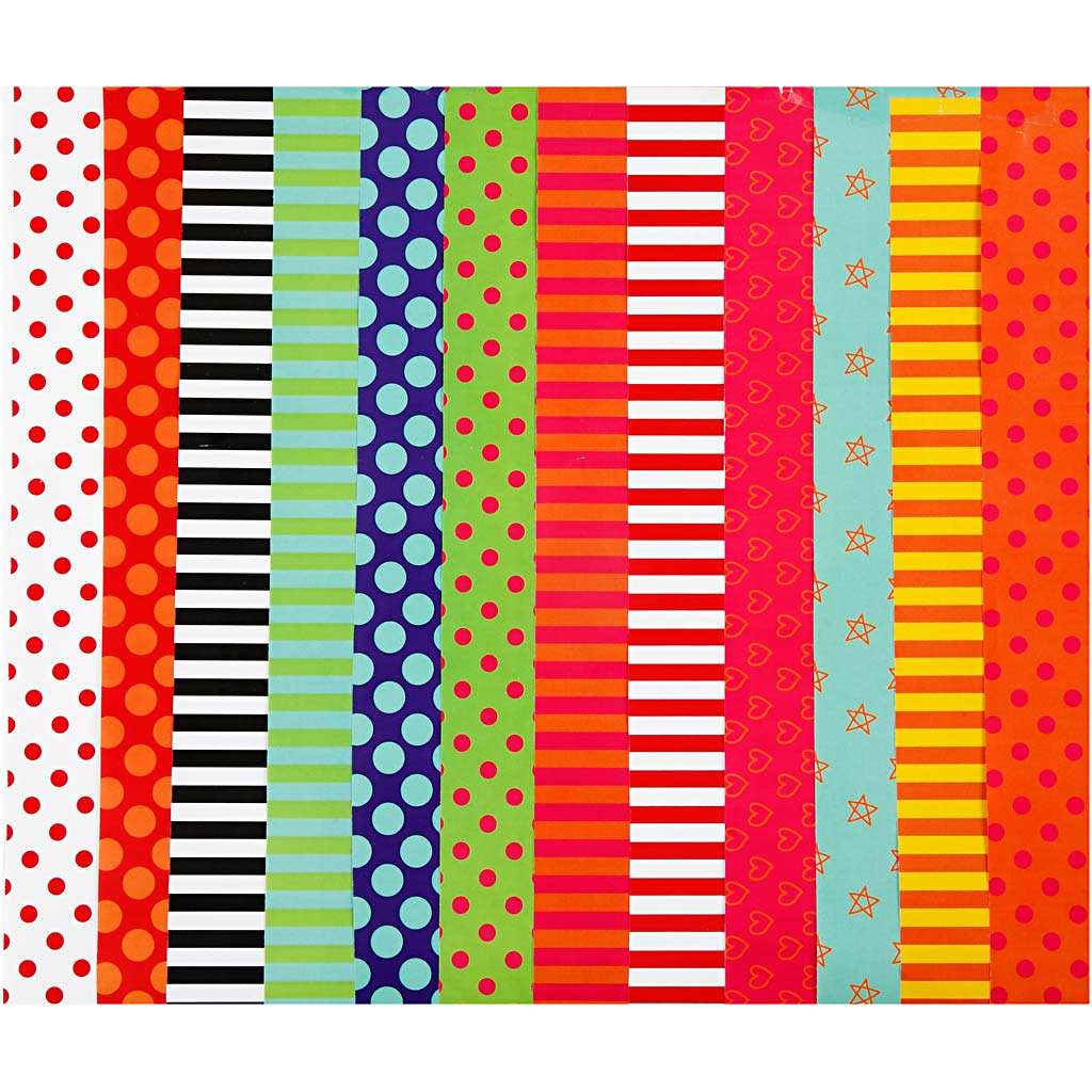 Glazed Paper, Pattern, sheet 24x32 cm, 80 g, assorted colours, 50 ass sheets