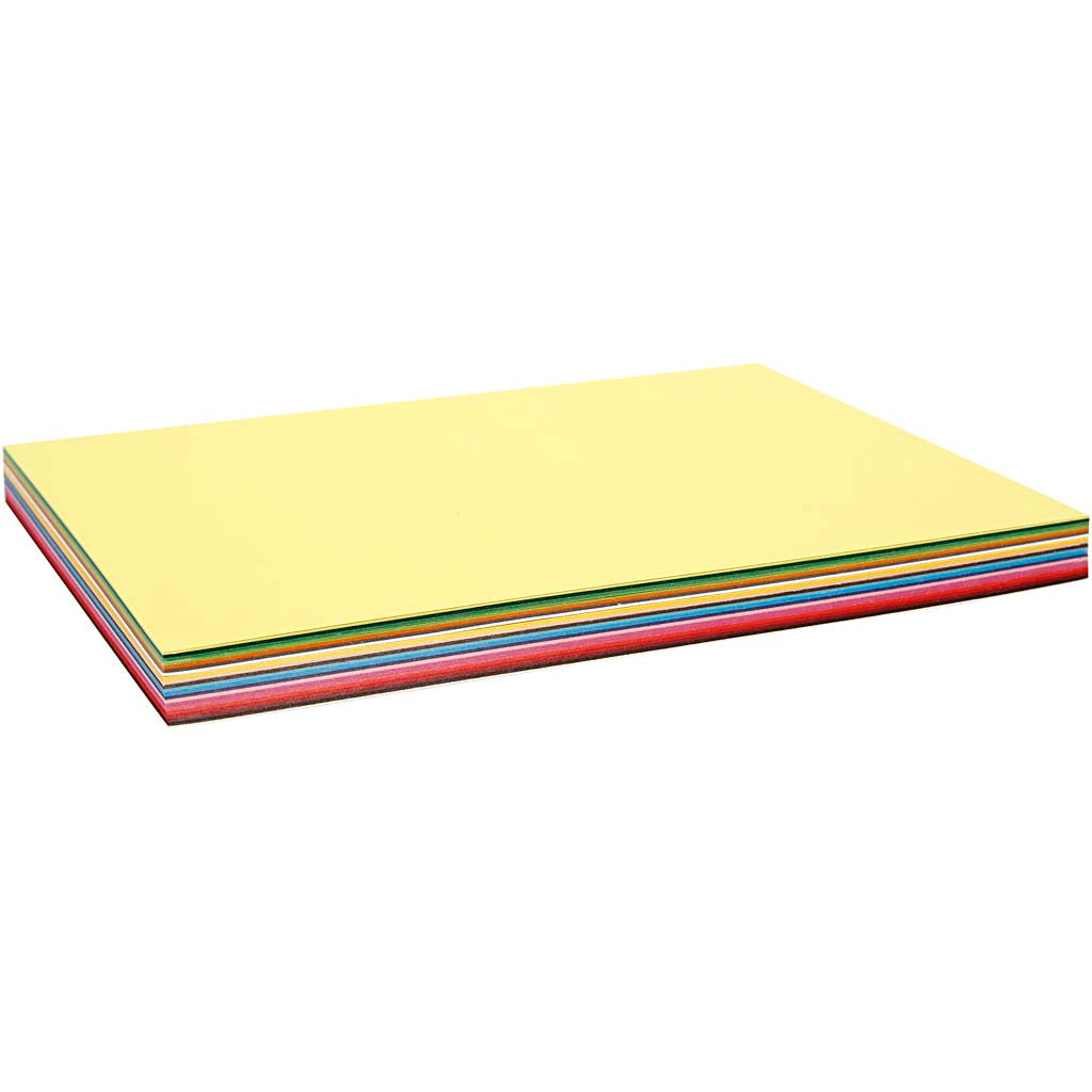 Gekleurd karton, A5 148x210 mm,  180 gr, diverse kleuren, 60div vellen [HOB214250]
