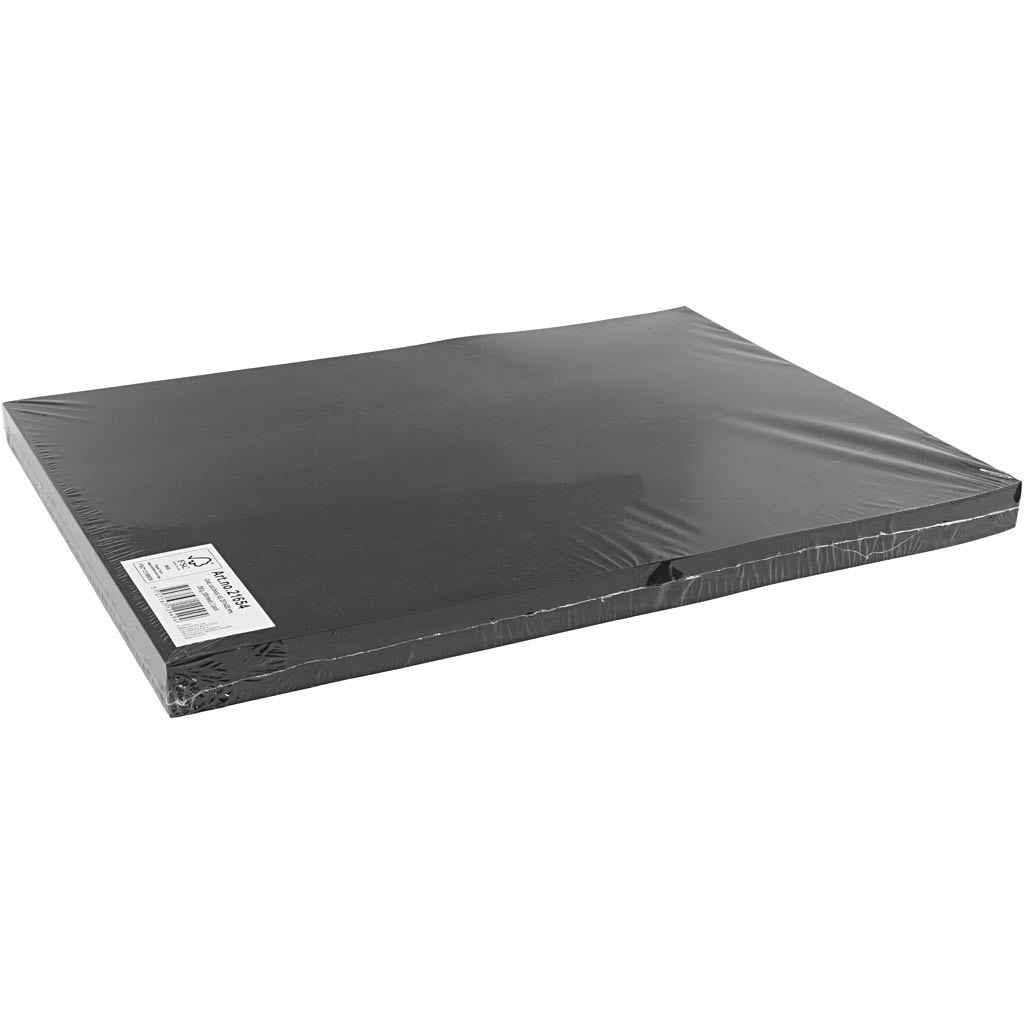 Gekleurd Karton, A3, vel 297x420 mm, 200 gr, zwart, 100 vel/ 1 doos [HOB-21654]