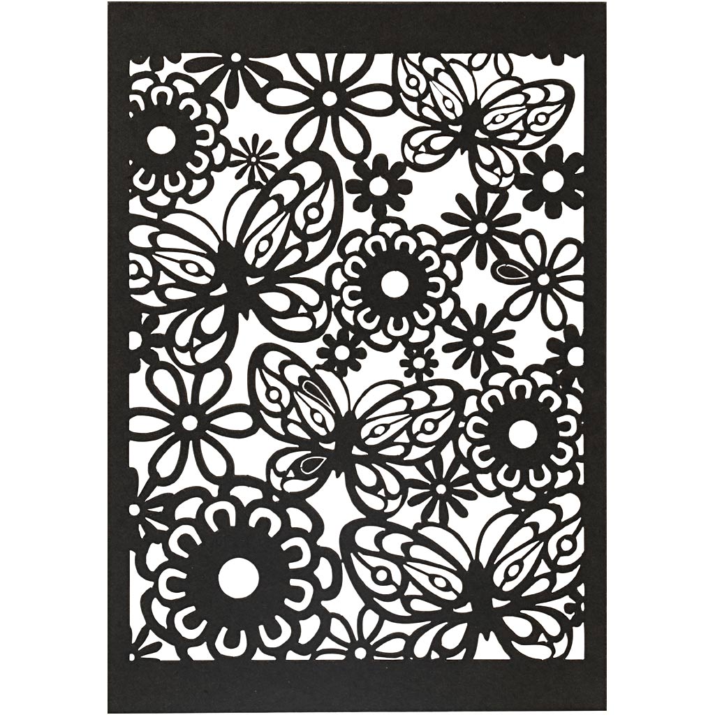 Lace Patterned cardboard, sheet 10,5x15 cm, 200 g, black, 10 pc