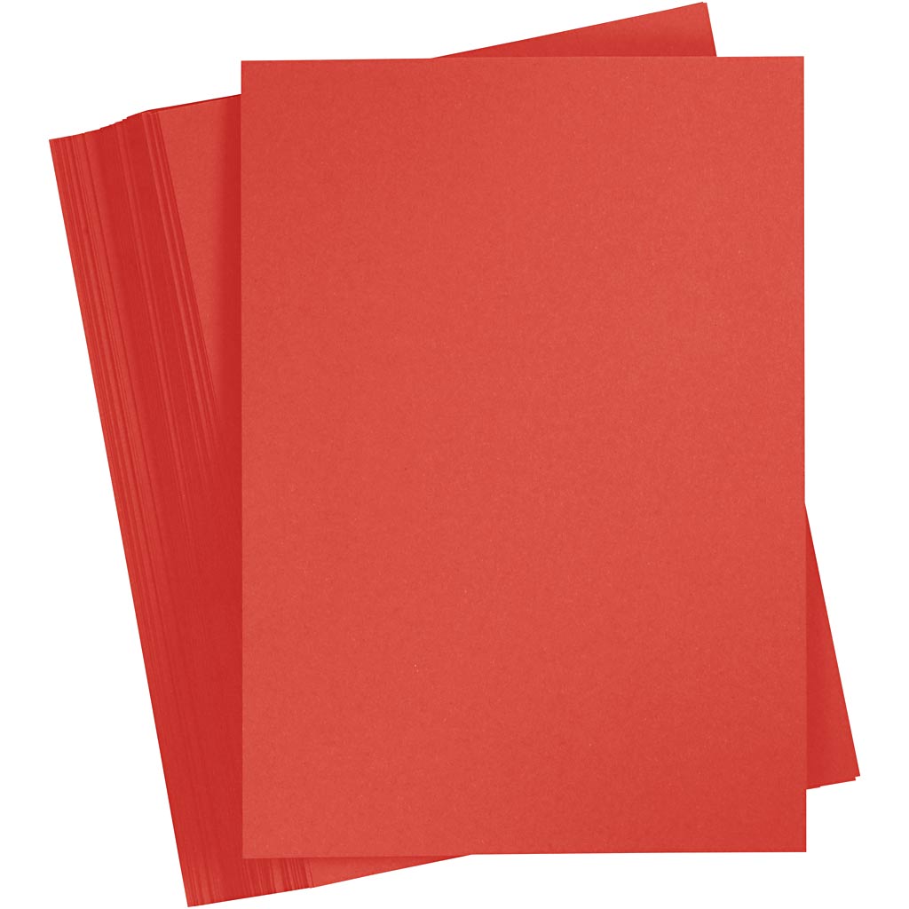 Card, A4, sheet 210x297 mm, 180 g, red, 100 sheet