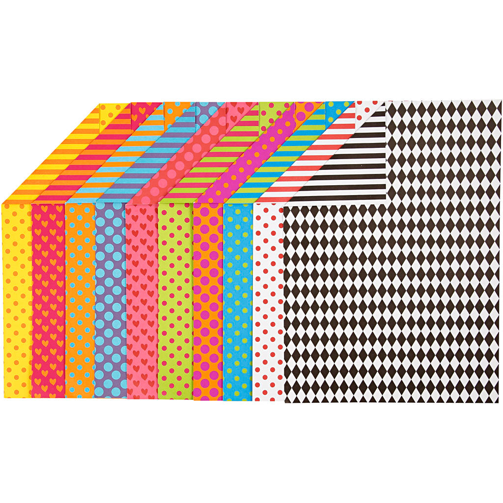 Patterned Card, A4, sheet 210x297 mm, 250 g, assorted colours, 200 ass sheets
