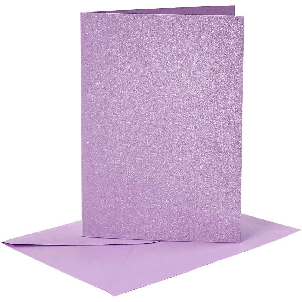Cards and Envelopes, card size 10,5x15 cm, envelope size 11,5x16,5 cm, mother of pearl, 120+210 g, purple, 4 set