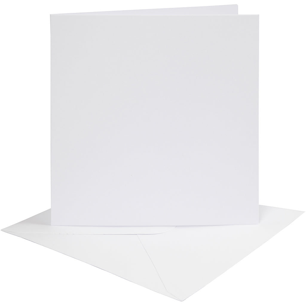 Cards and envelopes, card size 15,2x15,2 cm, envelope size 16x16 cm, 230 g, white, 4 set
