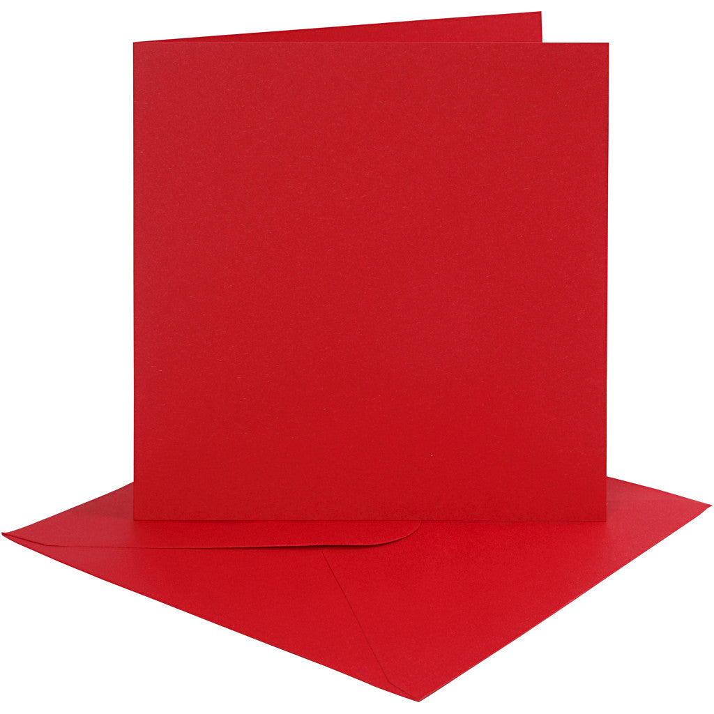 Kaarten en enveloppen, afmeting kaart 15,2x15,2 cm, afmeting envelop 16x16 cm, 230 gr, rood, 4 set/ 1 doos [HOB-230550]