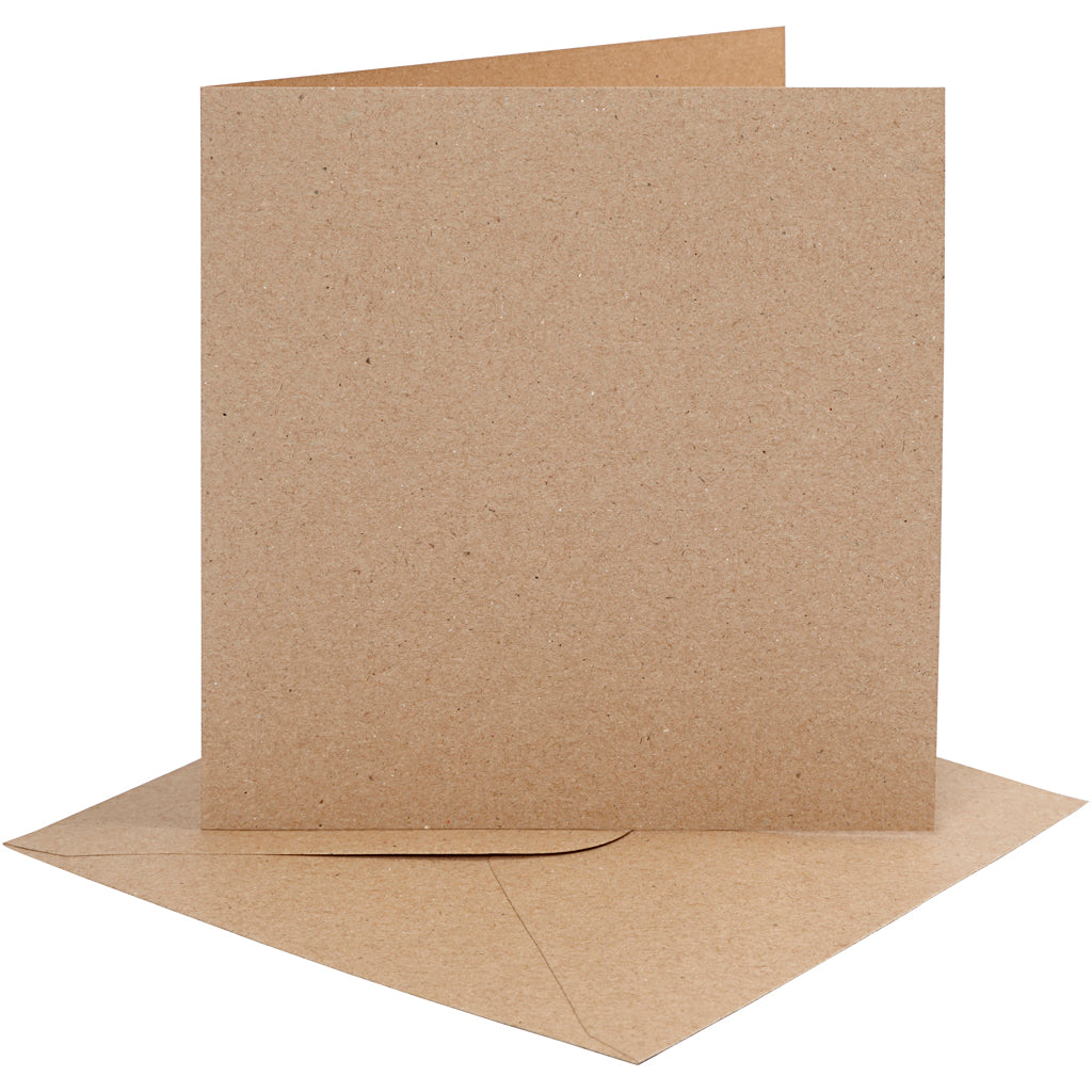 Cards and envelopes, card size 15,2x15,2 cm, envelope size 16x16 cm, 230 g, natural, 4 set