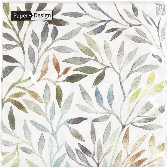 Servetten, Wilgen bladeren, afm 33x33 cm, 20stuk/ 1 doos [HOB-234730]