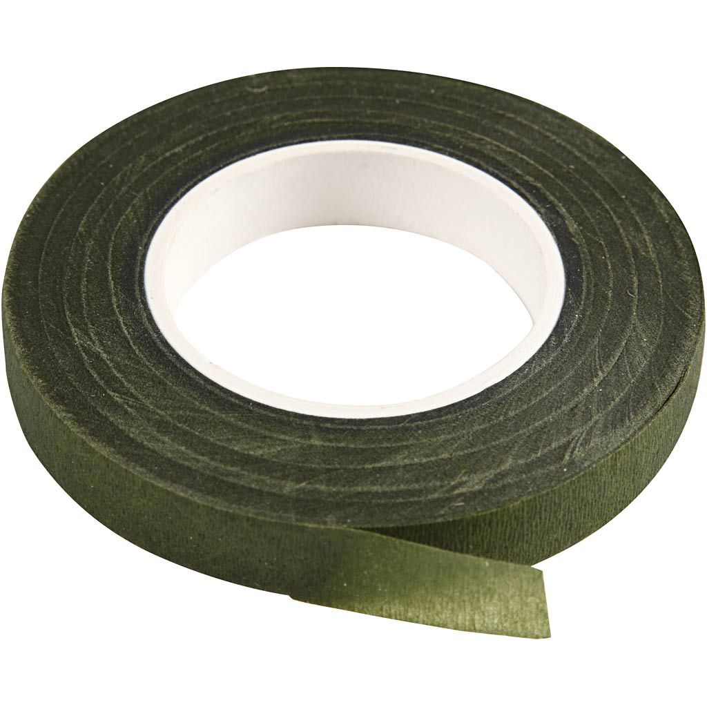 Floral tape, B: 12 mm, donkergroen, 27 m/ 1 rol [HOB-25207]